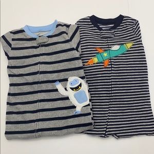 Carter’s 24m Blue and Grey Fleece Footie Pajamas